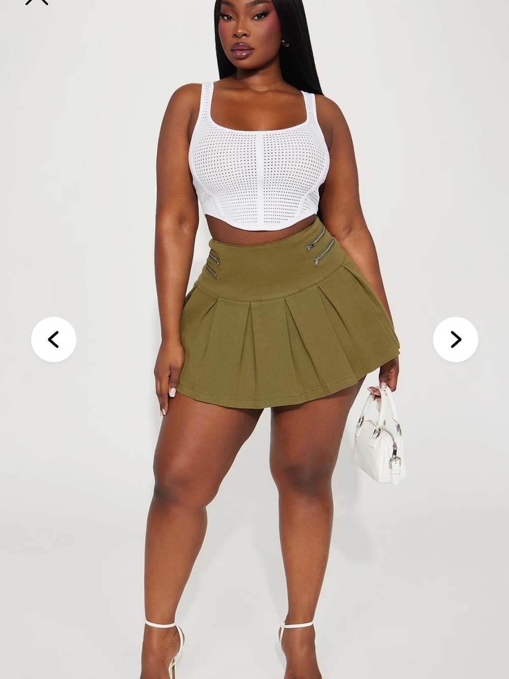Fashion Nova Olive Pleated Mini Skort- Janessa Pleated Mini Skort